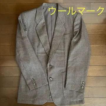 빈티지 울 마크 체크 무늬 테일러드 자켓