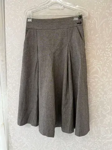 그린 라벨 시라싱 브라운 플리츠 스커트풍 큐롯 울 혼방 36