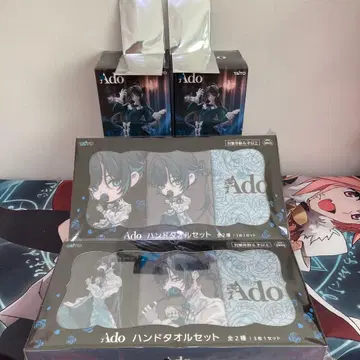 Ado 피규어 2개 라운드원 한정판 스티커 핸드 타월 세트