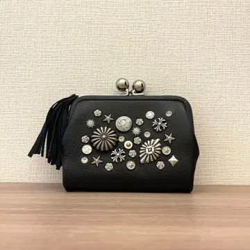 [ 새상품급 ] perche 멀티 스터드 가마구치 이단 접이식 지갑 블랙