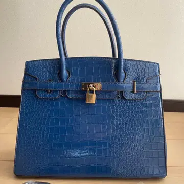 파랑 크로커다일풍 핸드백