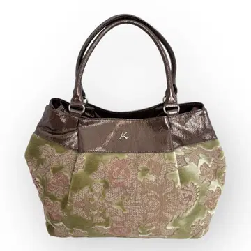 Kitamura 키타무라 핸드 토트백 베이지 올 패턴 벨로아