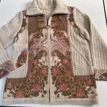 꽃무늬 캐시미어 가디건 긴팔 레어