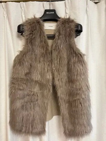 ADAWAS 에어리 ECO 퍼 숏 베스트 베이지 F