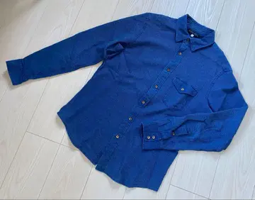 ALEX MILL 파랑 와플 코튼 긴팔 셔츠