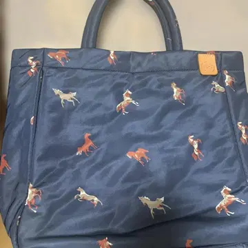 러셋 토트백 핸드백 말 패턴 네이비