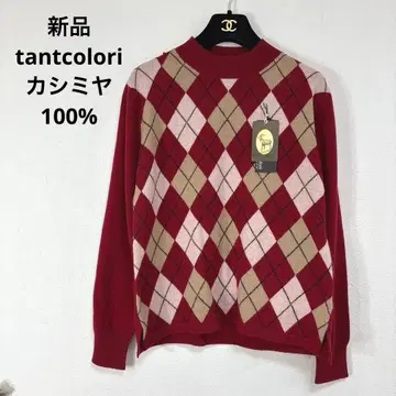 새상품 tantcolori 캐시미어 100% 니트 아가일