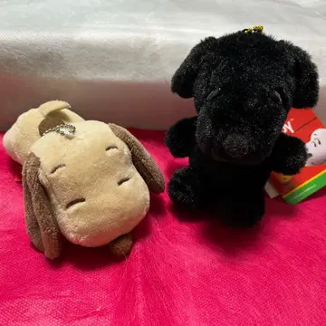 [ 스누피 PEANUTS 2 ] 블랙&브라운 봉제 인형 마스코트 키링