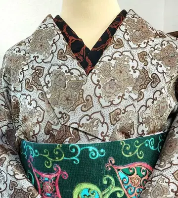 X'mas 코디 코몬 이중 기모노 ~화려한 다마스크 무늬~