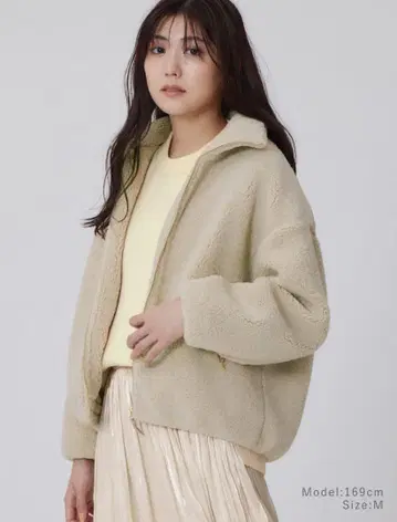 PLST 플라스테 스탠드 카라 보아 블루종 베이지 M