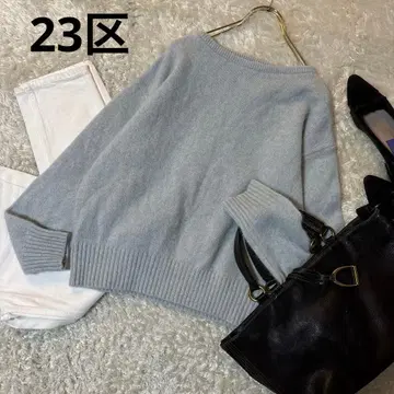 새상품급*23구 폭스 니트 풀오버 스카이블루 보송보송 38 양모