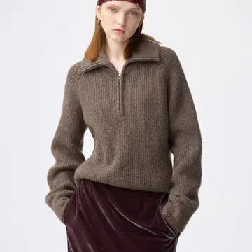 GU 네프 하프 지퍼 니트 풀오버 브라운 XL