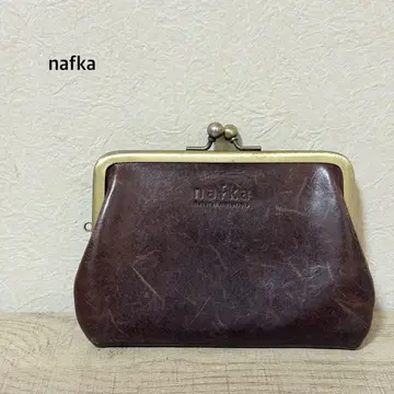 nafka 천연 가죽 모스트로 가죽 미니 지갑 브라운