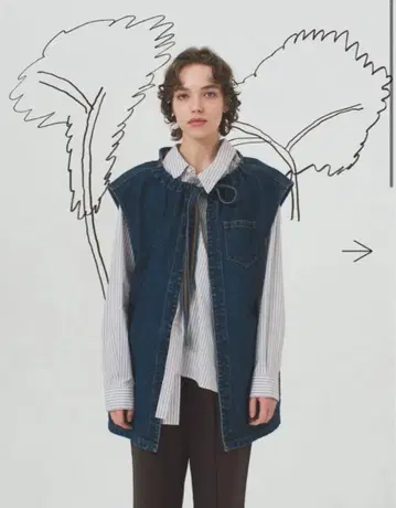 soduk 데님 베스트 리본 포함