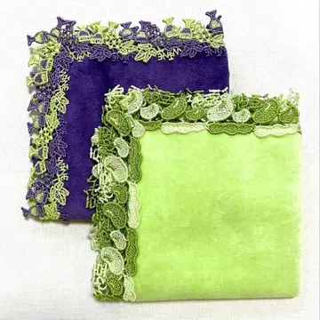 [ 새상품 ] 치카자와 레이스 시즌 타월 손수건 와인 잠두콩 2개 세트