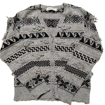 기하학 패턴과 꽃 모티브 가디건 카네코 이사오