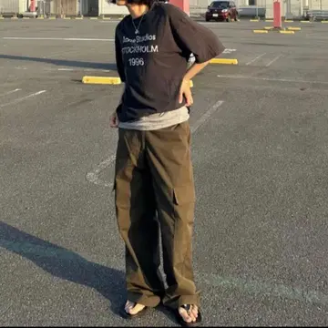 최종 가격 인하 ok.soon 카고 팬츠 로우라이즈 1 카키 오