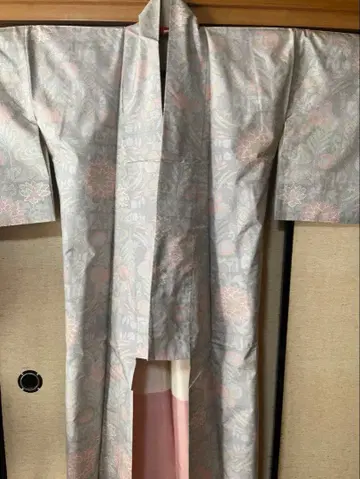 순수 실크 화이트 오시마 명주 기모노
