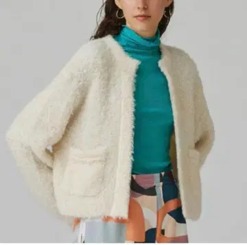 Ballsey 볼지 아크릴 알파카 퍼 숏 가디건