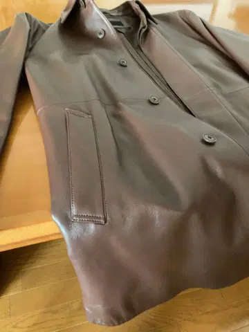 브라운 가죽 자켓 하프 코트