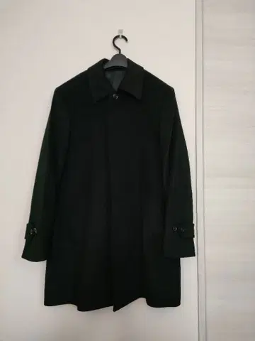 캐시미어 100% 남성용 스텐카라 코트 블랙 단추식 M 사이즈