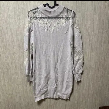 레이스 장식 그레이 긴팔 원피스 snidel