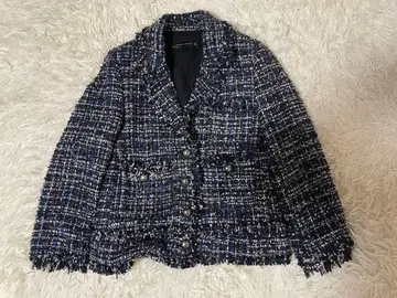 자라 우먼 트위드 자켓 프린지 가공