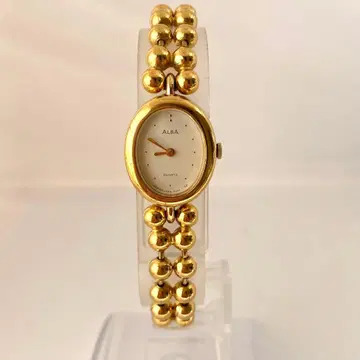 가동품 SEIKO ALBA 손목시계 오벌 골드 팔찌 워치