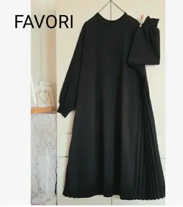 FAVORI 파보리 미사용 새상품 사이드 플리츠 원피스 블랙 티셔츠