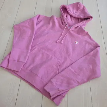 Champion Reverse Weave 후드티 핑크 짧은 기장