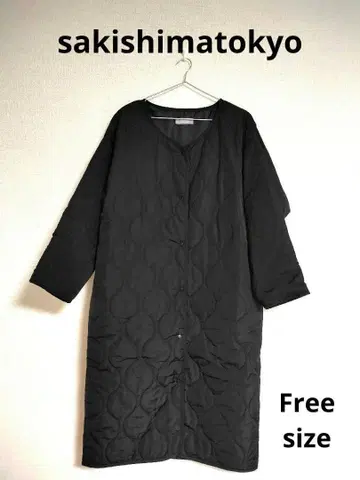 sakishimatokyo 노카라 퀼팅 코트 블랙