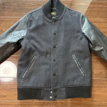 바시티 자켓 그레이/블랙 울/가죽