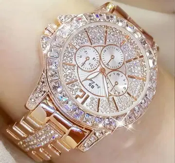 크리스탈 장식 크로노그래프 시계 손목시계