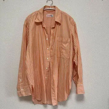 오렌지 스트라이프 긴팔 셔츠