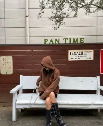 로지몬스터 ROSY MONSTER 캔디 버튼 니트 후디