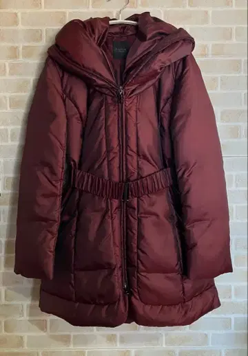 DAMA collection 후드 다운 코트 와인 레드 벨트 M