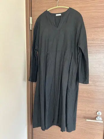 fog linen work 블랙 린넨 원피스