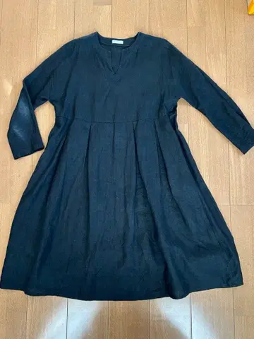 fog linen work 블랙 린넨 원피스