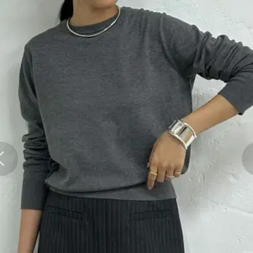 라운지 드레스 컴팩트 크루 니트 그레이