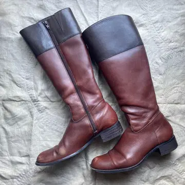 브라운 (천연 가죽) 가죽 롱 부츠