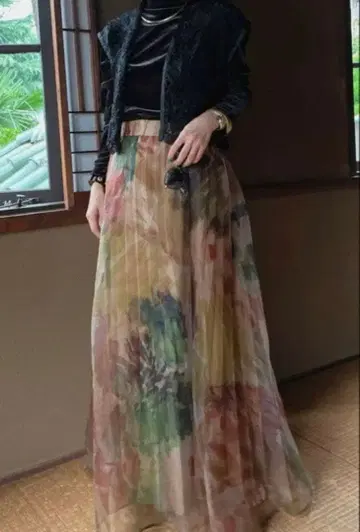 Ameri willow paint pleats skirt