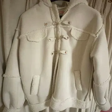 Honey Cinnamon 리본 비트 페이크 무스탕 코트