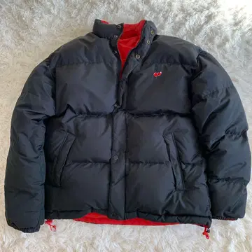 KIRSH 블랙 다운 자켓 체리 자수 리버서블