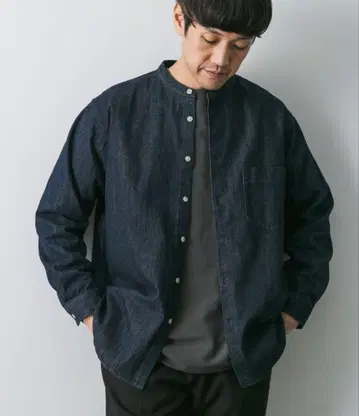 데님 밴드 카라 셔츠 어반 리서치