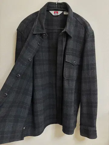 BEN DAVIS 울 셔츠 자켓 L 블랙 체크 무늬