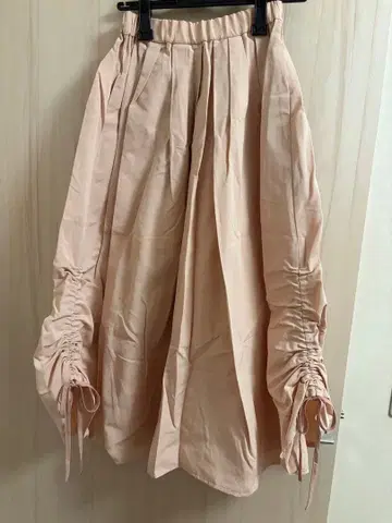 cen 롱 스커트 그로그랭 프리 사이즈 페일 핑크 밑단 개더