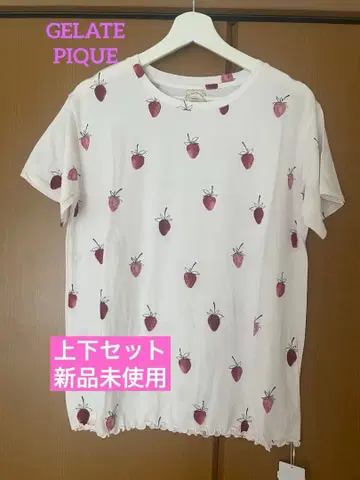 GELATO PIQUE 스트로베리 패턴 반팔 룸웨어 세트 새상품 미사용
