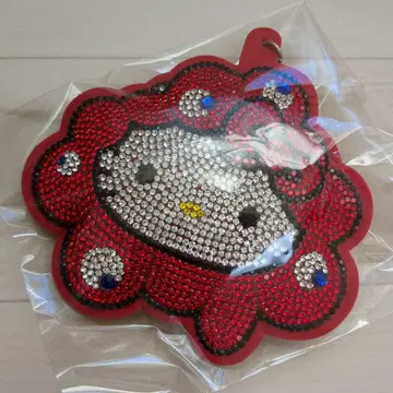 오사카 간사이 엑스포 한정판 미야쿠미야쿠 변신 반짝이 헬로키티 가죽 키링