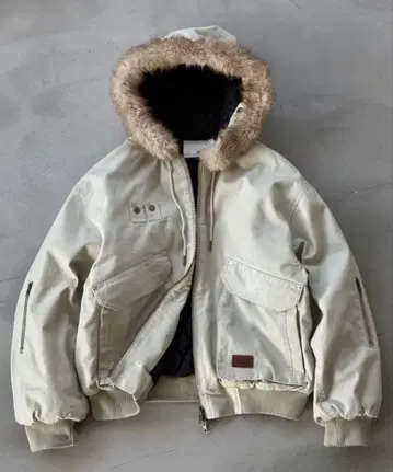 빈티지 라이크 데님 후드 퍼 블루종