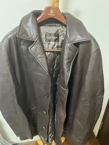 Paul Stuart 브라운 가죽 코트 M